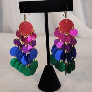 Vintage '80s Colorful Chandelier Earrings - Lightweight, Excellent Condition
